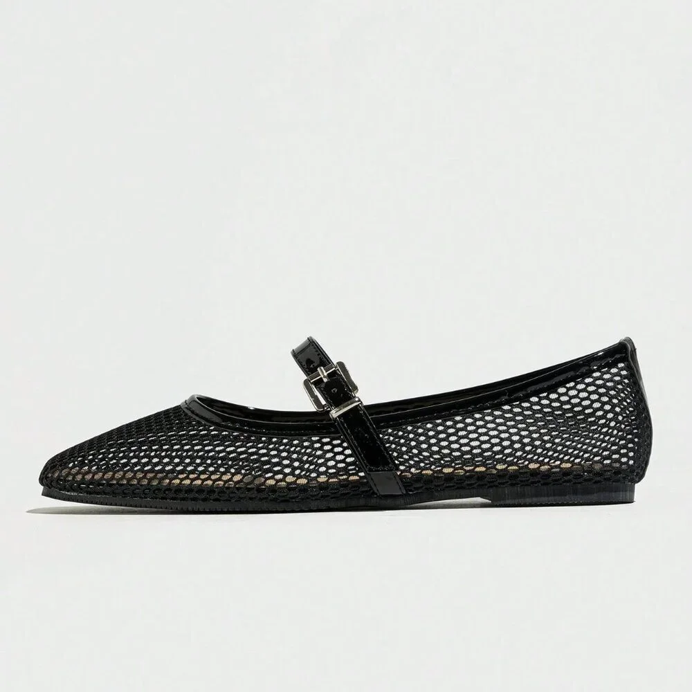 Black Elegant Women's Ballet Flats - Picture 2 of 7